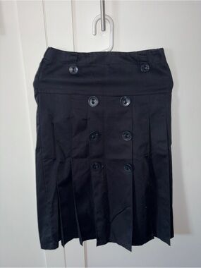 Black Button-Front Pleated Skirt - Women
